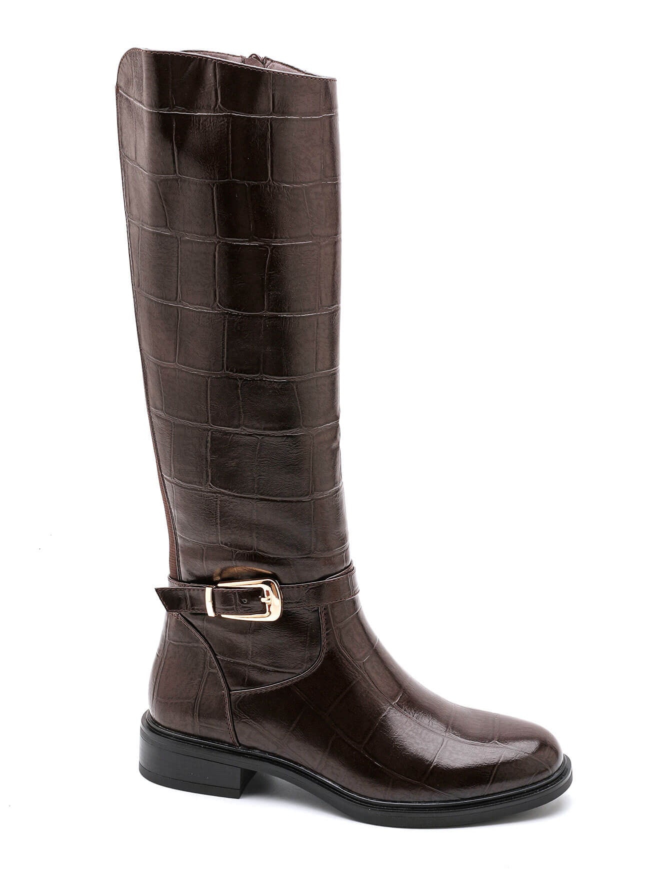 Brązowe Wysokie Botki Stretch Cro