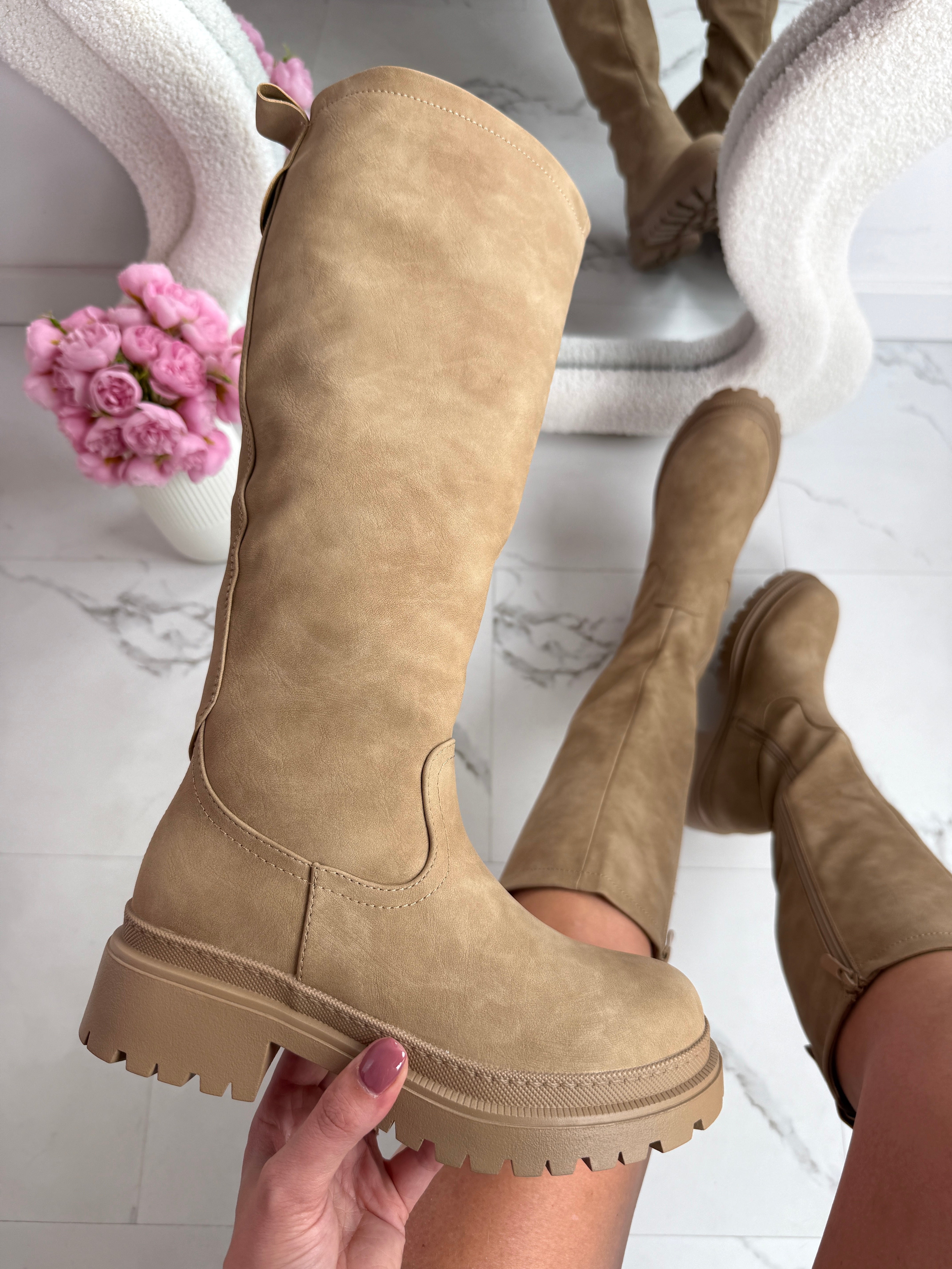 Anetta Khaki Wysokie Botki