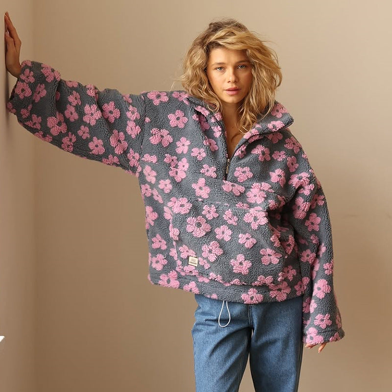 ROKSIA | BLUZA Z ZAMKIEM I KWIATOWYM WZOREM