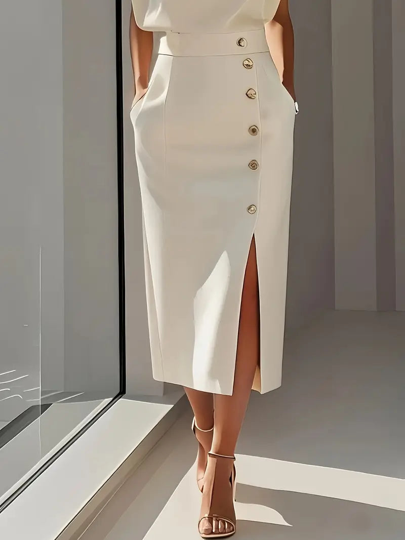 BEATA | ELEGANCKA SUKIENKA MIDI Z ROZCIĘCIEM