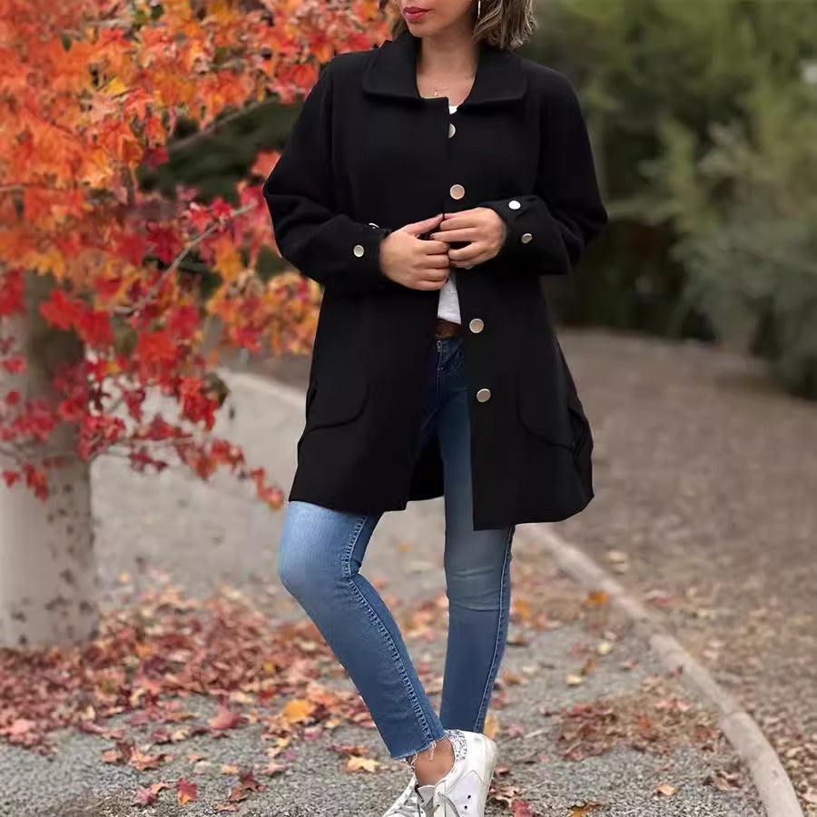 DOMINIKA | ELEGANCKI PŁASZCZ Z DŁUGIMI RĘKAWAMI