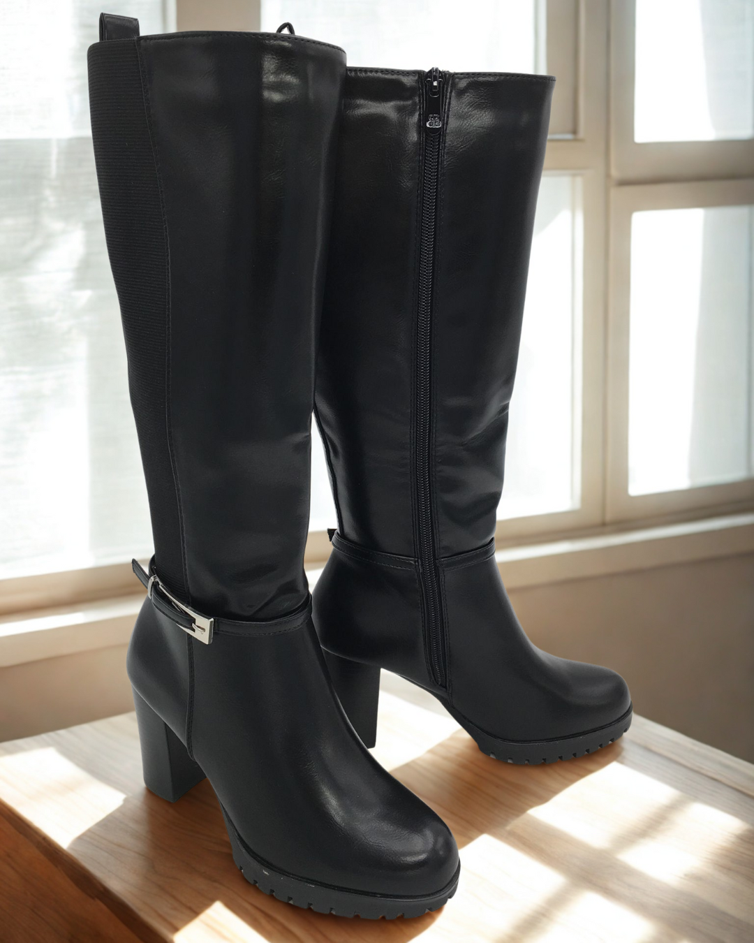 Czarne Wysokie Botki Tamar