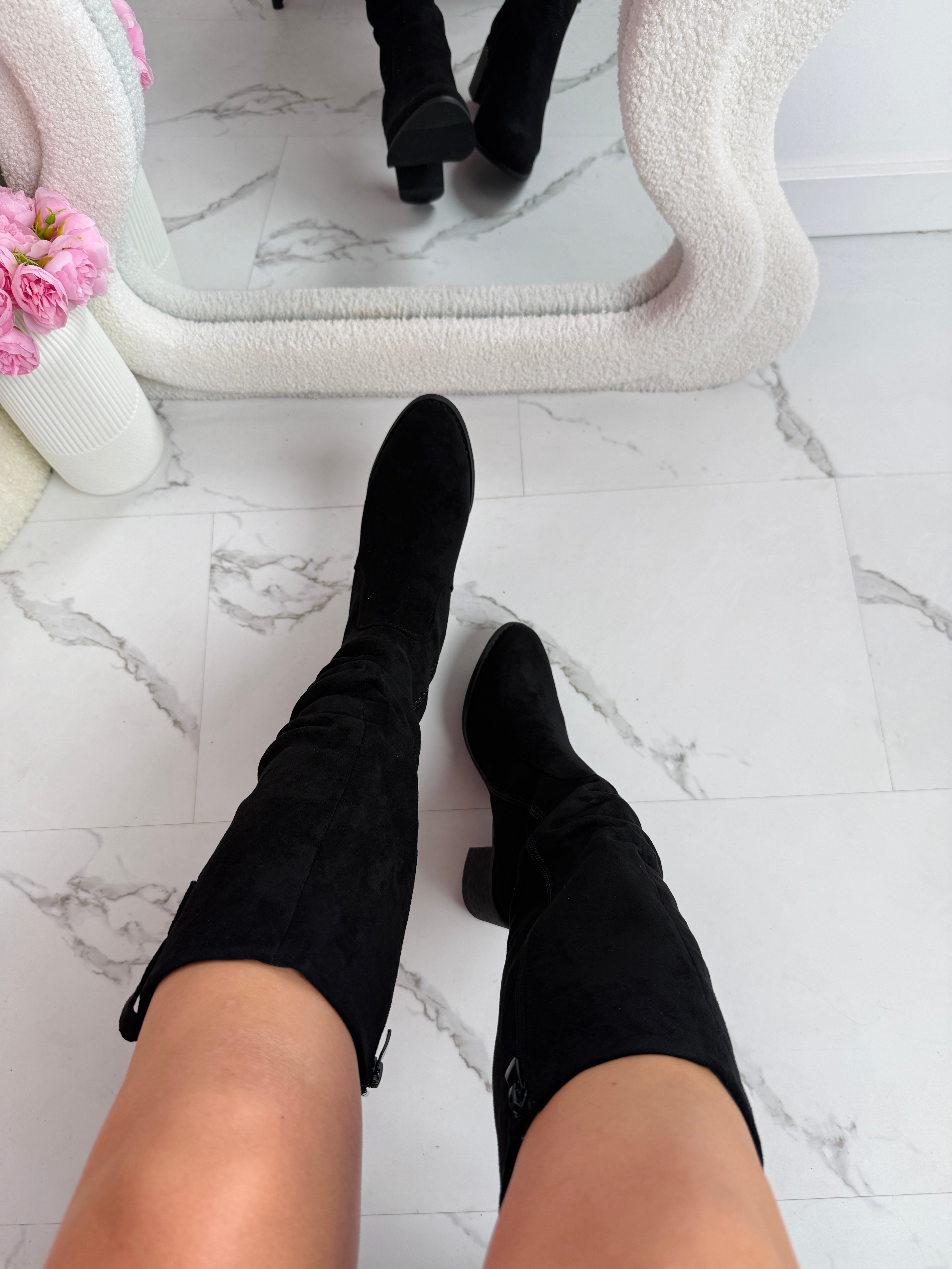 Czarne Wysokie Botki Margo