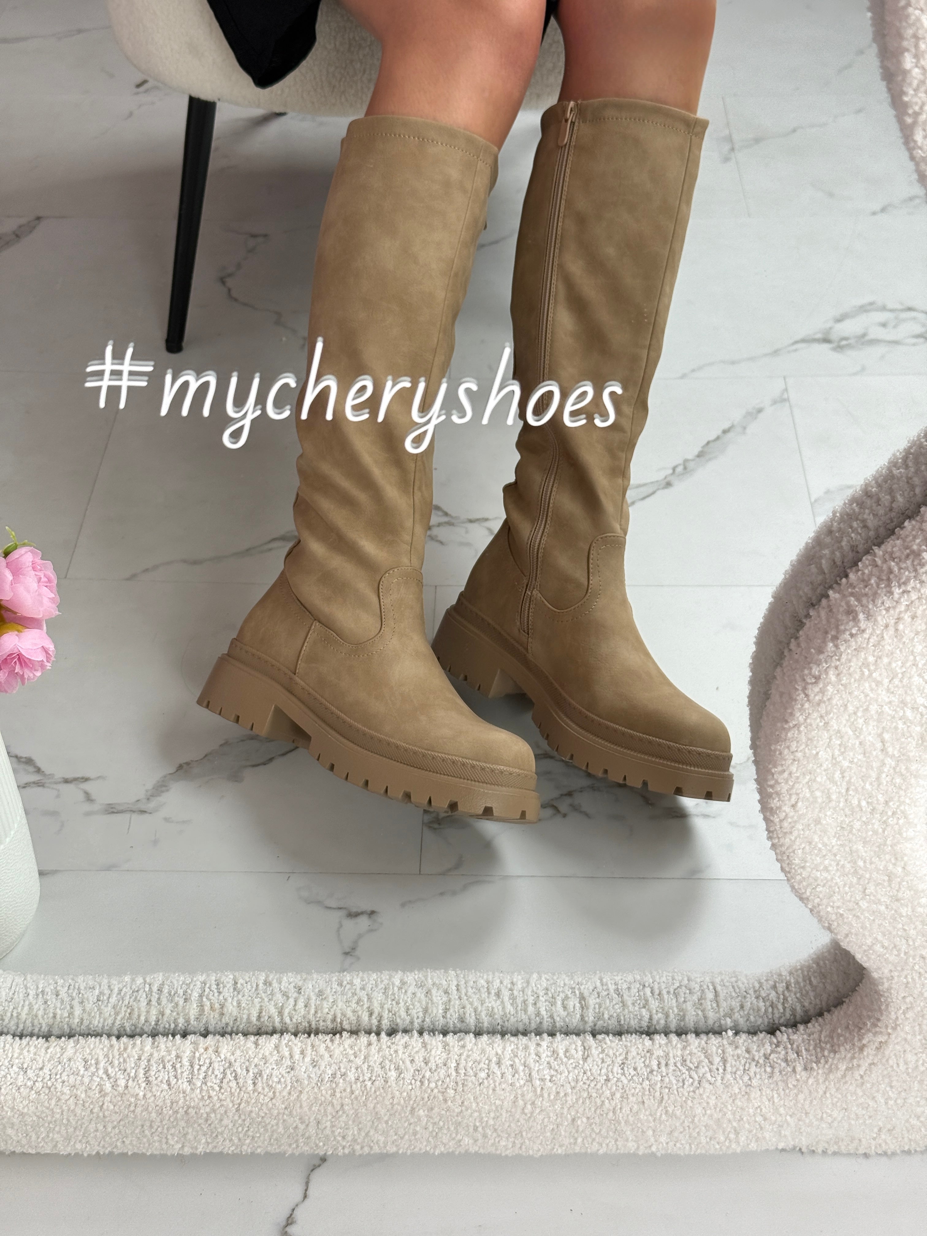 Anetta Khaki Wysokie Botki