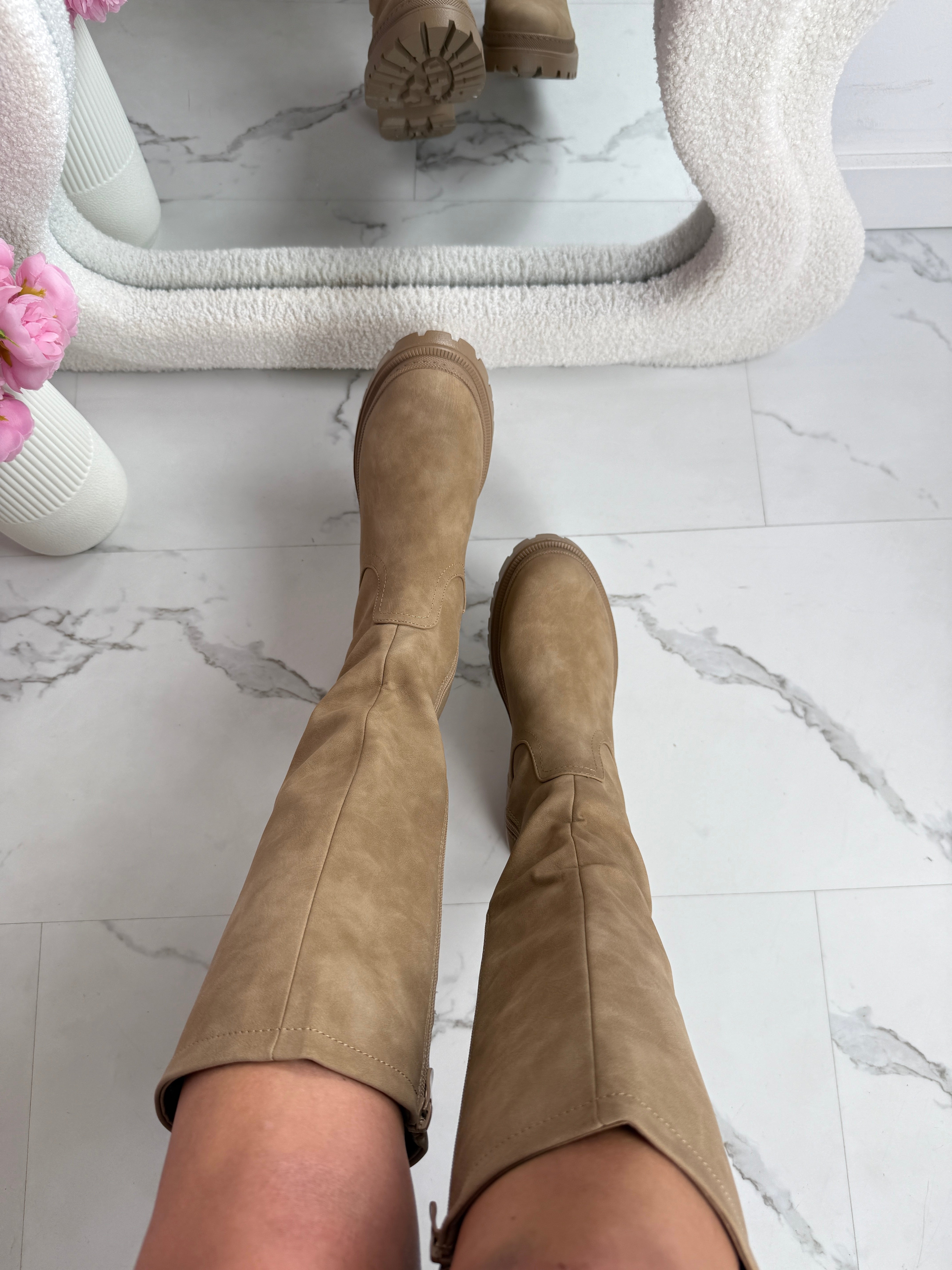 Anetta Khaki Wysokie Botki