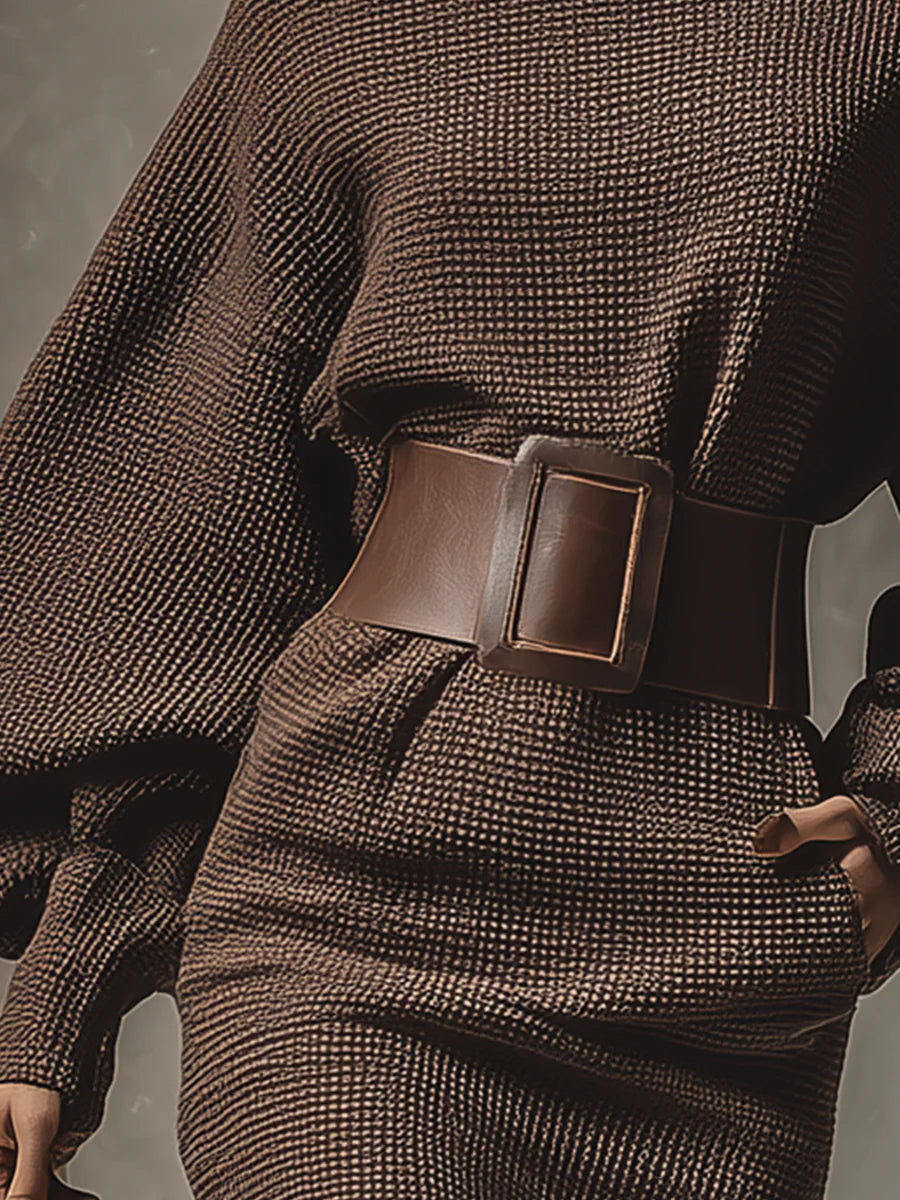 Clea | Krótka dzianinowa sukienka z strukturalnym pasem