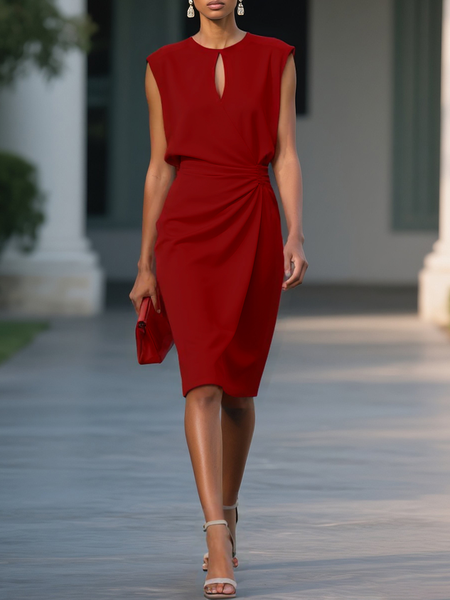URSZULA | ELEGANCKA SUKIENKA MIDI BEZ RĘKAWÓW